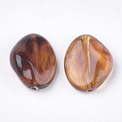 アクリルビーズ  天然石風  ナゲット  砂茶色  17x13.5x6mm  穴：1.4mm&nbsp;X-OACR-S029-036