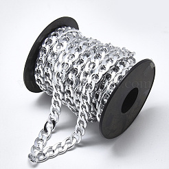 アルミカーブチェーン  スプールで  溶接されていない  銀色のメッキ  13x9x2.5mm  約16.4フィート（5m）/ロール&nbsp;CHA-T001-07S