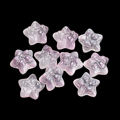透明ガラスビーズ  ちょう結びに主演  ピンク  13.5~14x14.5x7~8mm  穴：1.2mm&nbsp;GLAA-K063-01B