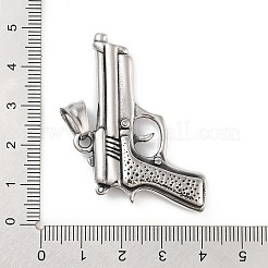 レトロな304ステンレススチールペンダント  ガンチャーム  アンティークシルバー  33.5x45.5x7mm  穴：7x5.5mm&nbsp;STAS-I205-06AS-A