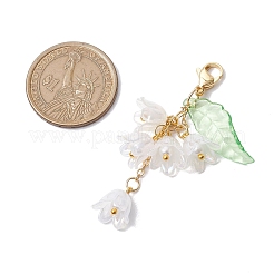 ユリの花のアクリルペンダント装飾  バッグの飾りに使えるカニカンチャーム  ホワイト  68mm&nbsp;HJEW-JM02333