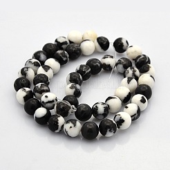 ラウンド天然のゼブラジャスパー天然石ビーズ連売り  8mm  穴：1mm  約45~48個/連  15インチ&nbsp;G-N0120-31-8mm