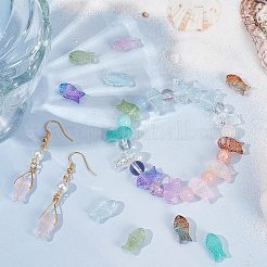 魚のビーズを使ったストレッチブレスレットのDIYキット  ガラスビーズ入り  伸縮性のある糸  ミックスカラー  ビーズ：15x8x5mm  穴：1mm  100個/箱&nbsp;GLAA-SC0001-76
