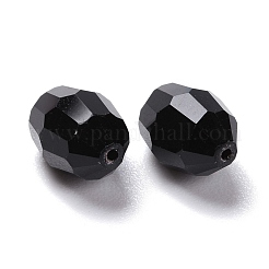 ガラス k9 ガラス  模造オーストリアクリスタルビーズ  多面カット  オーバル  ブラック  9x6mm  穴：0.8~1.4mm&nbsp;GLAA-K055-01A