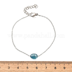 女性用304ステンレススチールリンクブレスレット  オーバル  有機ガラスと  ステンレス鋼色  6-1/8インチ（15.5cm）&nbsp;BJEW-Z087-02P