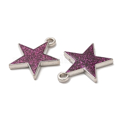 CCBプラスチックペンダント  グリッターパウダー付き  スター  プラチナ  パープル  29x26x4mm&nbsp;CCB-TAC0003-07