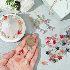 手作りランプワークビーズキャップ 150色 15個  ユリの花  ミックスカラー  12.5x10mm  穴：1mm  10個/カラー&nbsp;LAMP-PA0001-22