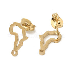 イオンプレーティング（IP）304ステンレススチールスタッドピアス金具  マップ  ゴールドカラー  12.5x8mm  穴：1.2mm  ピン：0.7x11mm&nbsp;STAS-I206-02G