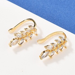 リーフブラスマイクロパヴェクリアキュービックジルコニアカフイヤリング  ニッケルフリー  18KGP本金メッキ  18x7.5x11.5mm&nbsp;EJEW-F384-20G