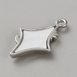 ホワイトシリーズ ラブボウ 合金アクリルペンダント  プラチナ  スター  24x15x3mm  穴：1.6mm&nbsp;PALLOY-WH0115-01P-08