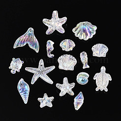 海をテーマにした透明アクリルビーズ  混合図形  透明  10~20x5.5~23x2.5~9mm  穴：1.5~1.8mm  約1272個/500g&nbsp;TACR-T028-69-01F