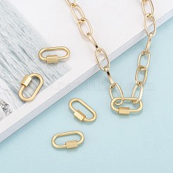 真鍮製ネジカラビナロックチャーム  ネックレス作り用  長持ちメッキ  オーバル  マット  18KGP本金メッキ  20x10x1.9mm&nbsp;X-ZIRC-G160-11G