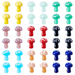 36個9色手作りランプワークビーズ  きのこの形  ミックスカラー  13.5x9.5x9.5mm  穴：1.8mm  4個/カラー&nbsp;LAMP-TA0001-55