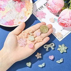 180個 6種類の透明クラックルアクリルビーズ  混合形状  ミックスカラー  9~30x15~28x6.5~13mm  穴：1.8~2mm  30個/スタイル&nbsp;OACR-YW0004-30