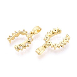 真鍮マイクロパヴェクリアキュービックジルコニアペンダント  馬蹄チャーム  ゴールドカラー  14.5x12~13x2.5~3mm  穴：5~5.5x2mm&nbsp;KK-T080-75G