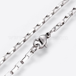 変色しにくい304ステンレススチール製ベネチアンチェーンネックレス  304ステンレススチールビーズと留め具付き  ステンレス鋼色  17.8インチ（45.3cm）  2.5mm&nbsp;NJEW-F248-22C-P