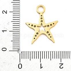 304ステンレスペンダント  レーザー切断  18KGP本金メッキ  海の動物のチャーム  ヒトデ  20x16.5x1mm  穴：2.5mm&nbsp;STAS-R134-08G-01