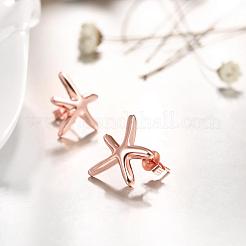 絶妙な錫合金のヒトデ/海の星のスタッドピアス  ローズゴールド  15x15mm&nbsp;EJEW-BB02308