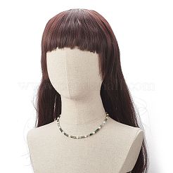 天然モスアゲート & パール & クリスタル ラインストーン ビーズ ネックレス (女性用)  16.89インチ（42.9cm）&nbsp;NJEW-JN04209-04