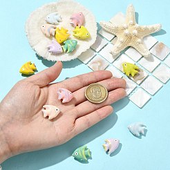 手作りの陶器ビーズ  光沢釉の磁器  混合色  魚  17~18x20.5~21.5x8~8.5mm  穴：2.5mm  7色  2個/カラー  14個/セット&nbsp;PORC-CJZ0001-02A