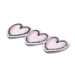 トリプルハートのアップリケ  機械刺繍布地手縫い/アイロンワッペン  マスクと衣装のアクセサリー  ピンク  27.5x67x1mm&nbsp;DIY-D080-06