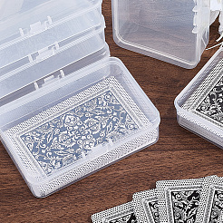 ヒンジ付き蓋付きプラスチックカード収納ボックス4個  長方形  透明  6.6x9.4x2.55cm  内径：6.05x9.05のCM&nbsp;CON-CP0001-017