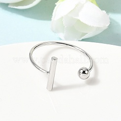 女性用304ステンレススチールカフオープンリング  ステンレス鋼色  usサイズ8 1/2(18.5mm)&nbsp;RJEW-L338-01P