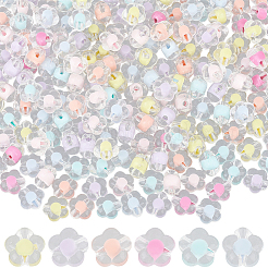 200個透明アクリルビーズ  二層ビーズ  花  ミックスカラー  13.5x13.5x8.5mm  穴：3mm&nbsp;OACR-PA0001-93