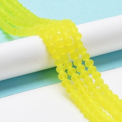 透明ガラスビーズ連売り  多面カット  艶消し  ロンデル  きいろ  4mm  穴：0.8~1mm  約105~110個/連  38~39cm&nbsp;EGLA-A034-T4mm-MD29