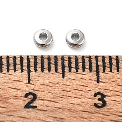 真鍮製スペーサービーズ  ドーナツ  プラチナメッキ  3x1mm  穴：1mm&nbsp;KK-G479-05P