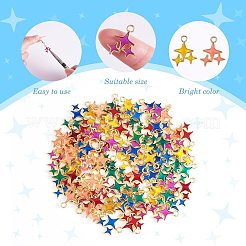 90個6スタイルアロイエナメルペンダント  ライトゴールド  星のチャーム  ミックスカラー  18x14x2mm  穴：2.2mm&nbsp;JX583A