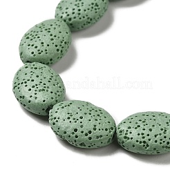 天然溶岩岩ビーズ連売り  染め  フラットオーバル  ミックスカラー  18~18.5x14x7mm  穴：1.2mm  約21個/連  15.16''（38.5~39センチメートル）&nbsp;G-O126-03A-M