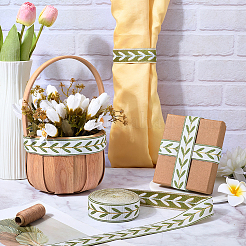 ヴィンテージジャカードポリエステルリボン  葉  刺繍入りの織りリボン  ダークカーキ  1-1/8インチ（30mm）  約10.94ヤード（10m）/ロール&nbsp;SRIB-CP0001-04A-01