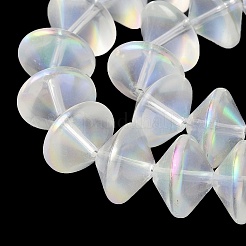 電気メッキガラスビーズセット  空飛ぶ円盤型のビーズ  ホワイト  14x10~10.5mm  穴：1.2~1.4mm  約60個/連  23.78''（60.4センチメートル）&nbsp;EGLA-G038-01A-HR03