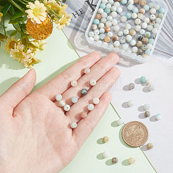 2連売り天然フロストフラワーアマゾナイトラウンドビーズ連売り  4mm  穴：1mm  96個/連  15.5インチ&nbsp;G-NB0004-44