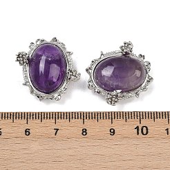 天然および合成宝石の楕円形、花のマルチ連リンク付き  真鍮製コネクター  プラチナ  ラックめっき  23.5x23.5x11mm  穴：2mm&nbsp;G-G291-03P