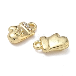 クリスマス合金クリスタルラインストーンペンダント  鉛フリー＆カドミウムフリー  ゴールドカラー  グローブ  13.5x7.5x4mm  穴：1.5mm&nbsp;FIND-L026-01D-G