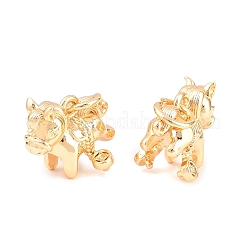 真鍮のアイスピックピンチベイル  中国の銅貨を持った馬  18KGP本金メッキ  14x14x10.5mm  穴：4mm  ピン：1mm&nbsp;KK-L274-11G