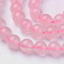 ピンク色の天然マダガスカル産ローズクォーツビーズ連売り  グレードAA  ラウンド  6mm  穴：1mm  約63個/連  15.6インチ&nbsp;G-D809-22-6mm