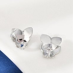 真鍮製フープピアス  蝶  プラチナ  9.5x10.5x10.5mm&nbsp;EJEW-Q016-06P