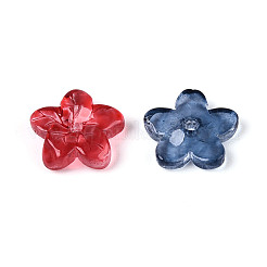ベーキングペイント透明ガラスビーズ  花  ミックスカラー  9.5x10x2.5mm  穴：1.2mm&nbsp;DGLA-T004-38M
