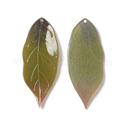 不透明樹脂ペンダント  葉  オリーブ  33.5x13.8x12mm  穴：0.9mm&nbsp;RESI-L035-03