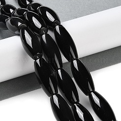 天然ブラックオニキスアゲートビーズ連売り  染め＆加熱  ライス  23.5~25.5x11mm  穴：2mm  約16個/連  15.47''（39.3センチメートル）&nbsp;G-NH0019-C05-14