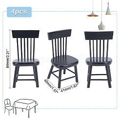 ミニウッドチェア  ドールハウス家具アクセサリー  ミニチュアダイニングルーム用  ブラック  40x41x84mm&nbsp;LS-AJEW-WH0041-76C