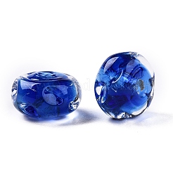 手作りランプワークビーズ連売り  ロンデル  ブルー  11.5~12.5x7mm  穴：2.5mm  約20個/連  5.51~6''（14~15センチメートル）&nbsp;LAMP-T021-15B