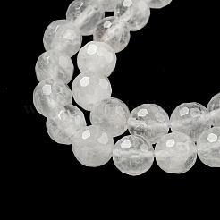 天然石クオーツクリスタルビーズ連売り  (128 ファセット)ファセット  ロッククリスタルラウンドビーズ  6mm  穴：0.9mm  約60個/連  14.76インチ（37.5cm）&nbsp;G-E571-A11-01