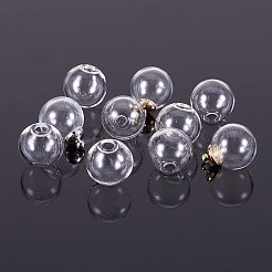 手作り吹きガラスグローブボールボトル  ラウンド  ガラスバイアルペンダント作り用  透明  16mm  穴：3.5mm  30pc  8mm  30pc  プラスチックビーズ容器：11.8x7.2x3.5cm&nbsp;BLOW-PH0001-07