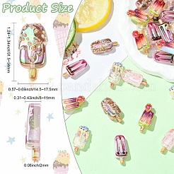 プリント樹脂ビーズ  アイスクリーム  ミックスカラー  31.5~34x14.5~17.5x8~11mm  穴：2mm&nbsp;RESI-CJC0006-041-1