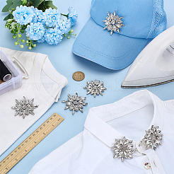 6個2スタイルの合金製衣服アクセサリー  花  プラチナ  50~54x47~54x5~6mm  3個/スタイル&nbsp;FIND-FG0005-20