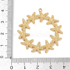 304ステンレスペンダント  イオンプレーティング（ip）  18KGP本金メッキ  ヒトデ  38.5x36x1.5mm  穴：2mm&nbsp;X-STAS-C121-47A-G